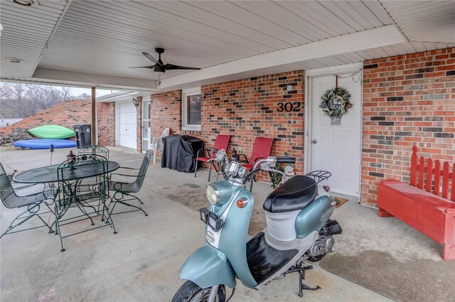 302 E Bay St, Pleasant Hill, IL 62366 - view of patio with ceiling fan, outdoor dining area, and a grill