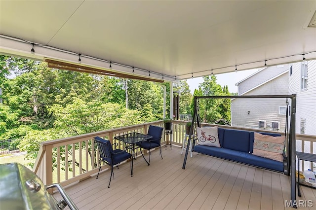 885 Morgan Rdg, High Ridge, MO 63049 - wooden terrace with outdoor lounge area