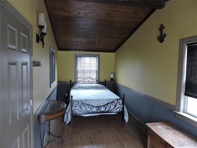 17 Martone St, Elsberry, MO 63343 - bedroom with lofted ceiling, wood finished floors, wooden ceiling, and baseboards