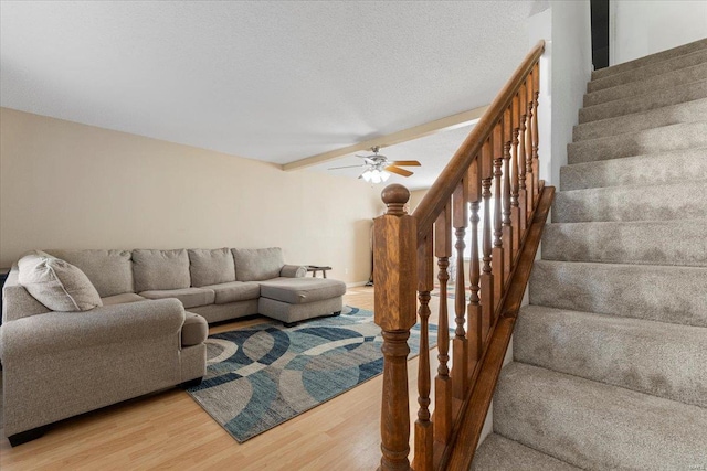 2537 Castle Pines Dr, Imperial, MO 63052 - living area with light wood-style floors, stairs, and a ceiling fan