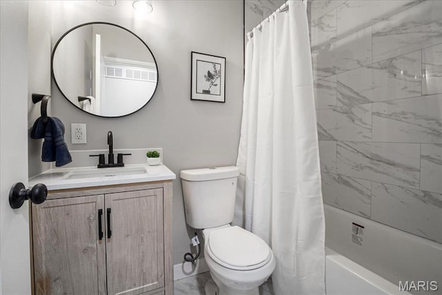 4501 Conleth Dr, Saint Louis, MO 63129 - full bath featuring toilet, vanity, and shower / bath combo with shower curtain