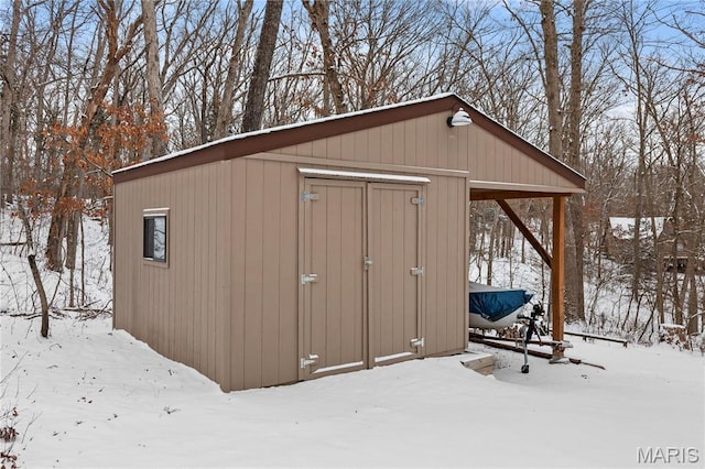 353 Seebrook Lake Dr, Wright City, MO 63390 - snow covered structure with a storage unit