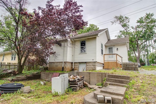 330 Grant St, Bethalto, IL 62010 - rear view of property with central AC unit and a shingled roof
