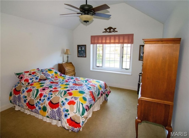 14342 N 1025th St, Effingham, IL 62401 - carpeted bedroom with lofted ceiling, baseboards, and ceiling fan