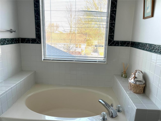 full bathroom with a garden tub
