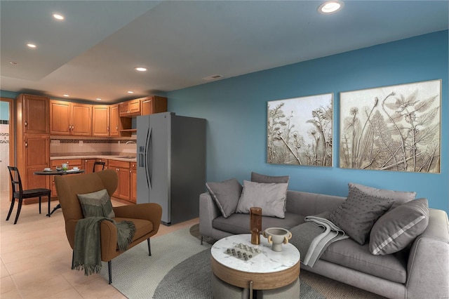 living area with recessed lighting