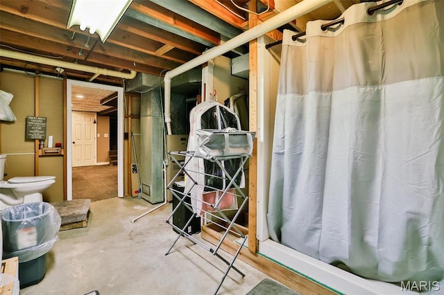 unfinished below grade area with heating unit