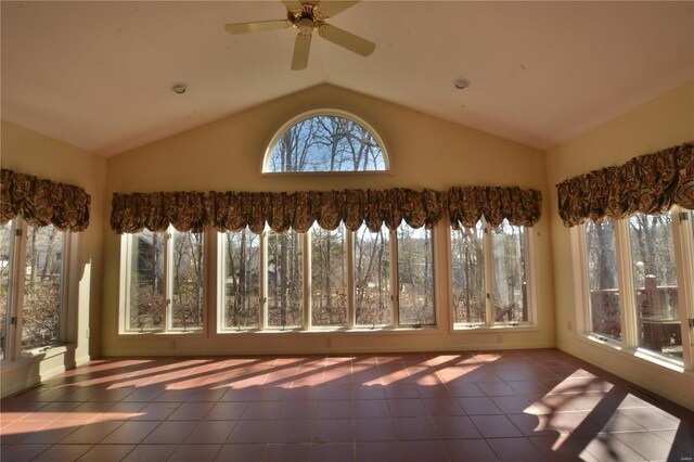 821 Oak Knoll Rd, Rolla, MO 65401 - unfurnished sunroom with lofted ceiling and tile patterned flooring