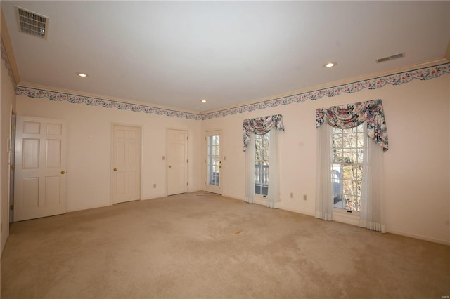 821 Oak Knoll Rd, Rolla, MO 65401 - empty room featuring carpet flooring, crown molding, and recessed lighting