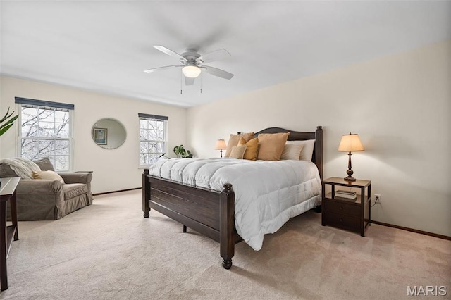 1578 Mason Knoll Rd, Town And Country, MO 63131 - carpeted bedroom featuring baseboards and a ceiling fan