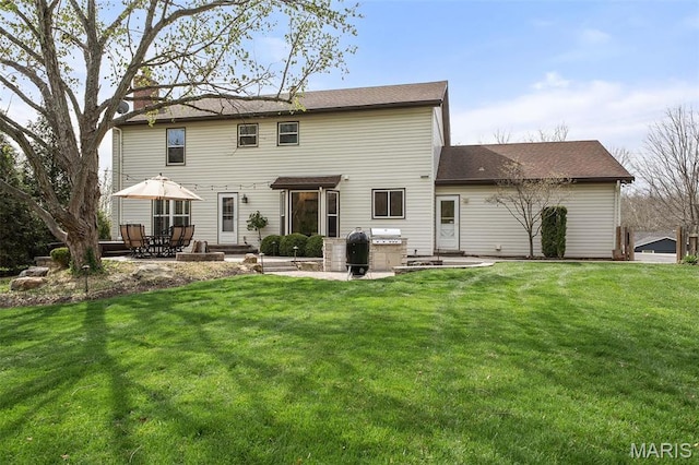 1578 Mason Knoll Rd, Town And Country, MO 63131 - back of house with a patio and a lawn
