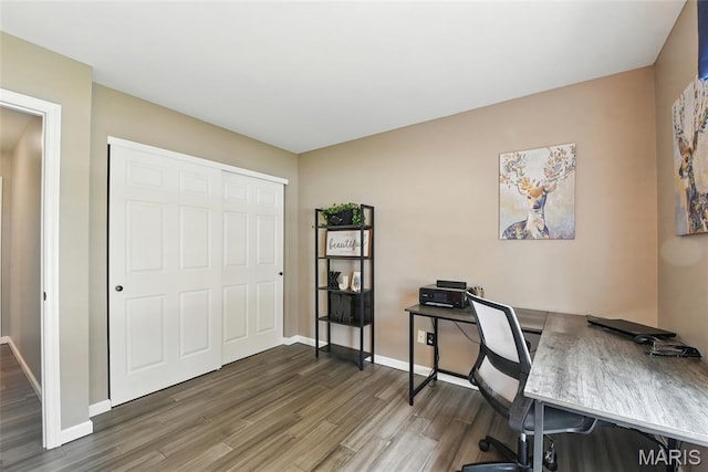 429 Arbor Meadow Ct, Ballwin, MO 63021 - office area featuring wood finished floors and baseboards