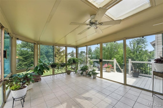 429 Arbor Meadow Ct, Ballwin, MO 63021 - unfurnished sunroom with ceiling fan and lofted ceiling