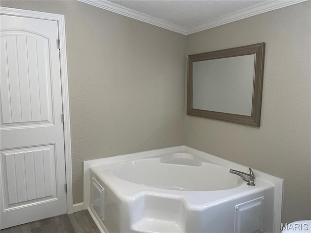 61 Wildwood Ter, Sullivan, MO 63080 - full bathroom featuring a bath, ornamental molding, and wood finished floors
