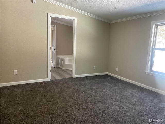 61 Wildwood Ter, Sullivan, MO 63080 - spare room with carpet flooring, plenty of natural light, ornamental molding, baseboards, and a textured ceiling