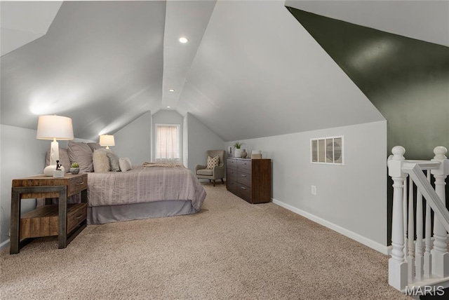 7603 Devonshire Ave, Shrewsbury, MO 63119 - carpeted bedroom featuring lofted ceiling, baseboards, and recessed lighting