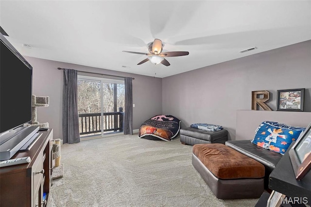 4028 Montague Cir Unit 4, Saint Charles, MO 63304 - bedroom featuring access to outside, carpet flooring, and ceiling fan