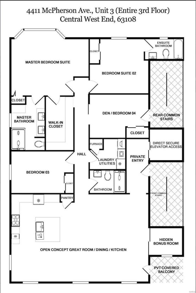 4411 Mcpherson Ave Unit 3, Saint Louis, MO 63108 - room layout