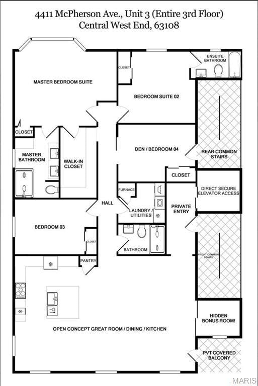4411 Mcpherson Ave Unit 3, Saint Louis, MO 63108 - room layout