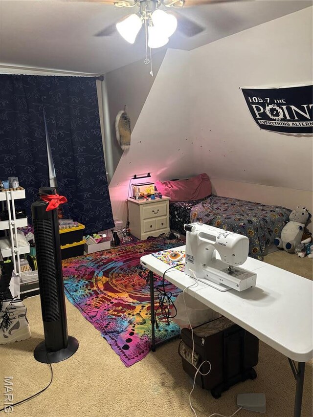 911 Grand Ave, Edwardsville, IL 62025 - carpeted home office featuring a ceiling fan