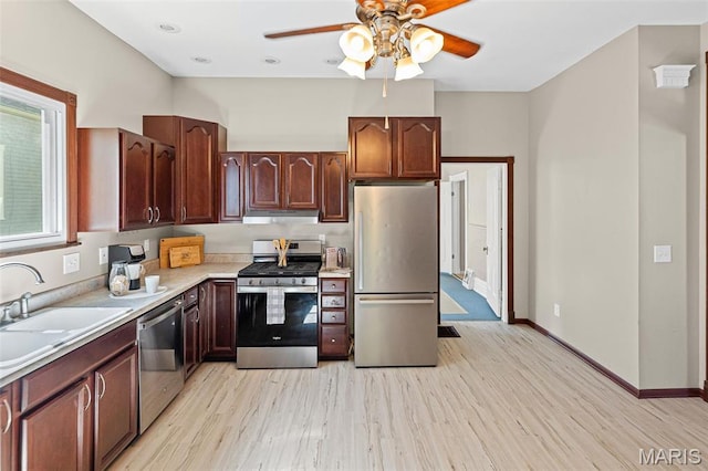 911 Grand Ave, Edwardsville, IL 62025 - kitchen with appliances with stainless steel finishes, a sink, under cabinet range hood, and light wood-style floors