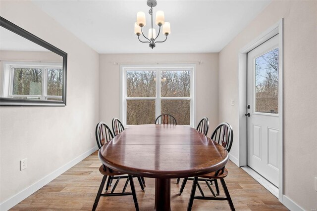 948 Half Moon, Caseyville, IL 62232 - dining area featuring plenty of natural light, a chandelier, and light wood-style flooring