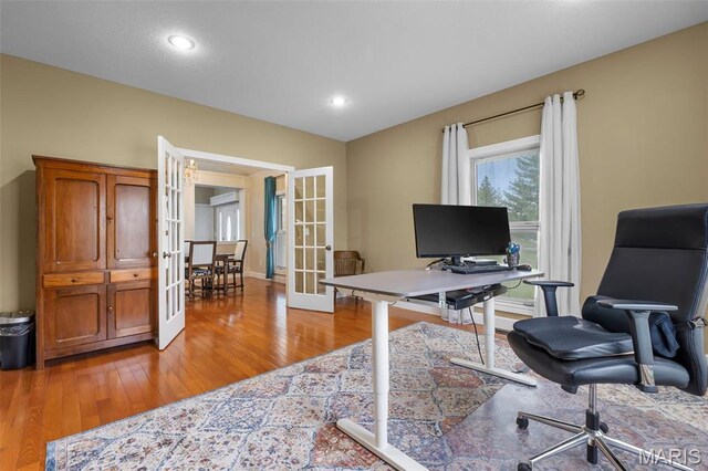 149 Windy Point Ave, Cape Girardeau, MO 63701 - office featuring french doors, light wood-style floors, recessed lighting, and baseboards