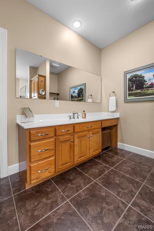 149 Windy Point Ave, Cape Girardeau, MO 63701 - bathroom featuring baseboards, vanity, and tile patterned flooring
