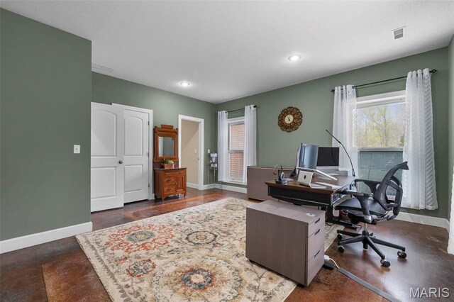 149 Windy Point Ave, Cape Girardeau, MO 63701 - office area featuring baseboards, plenty of natural light, and recessed lighting