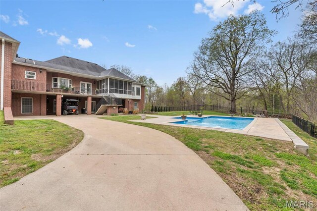 149 Windy Point Ave, Cape Girardeau, MO 63701 - view of pool with a sunroom and stairs