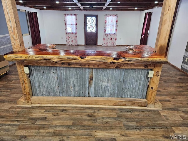 18480 State Route O, Rolla, MO 65401 - indoor dry bar with wood finished floors, beam ceiling, and baseboards