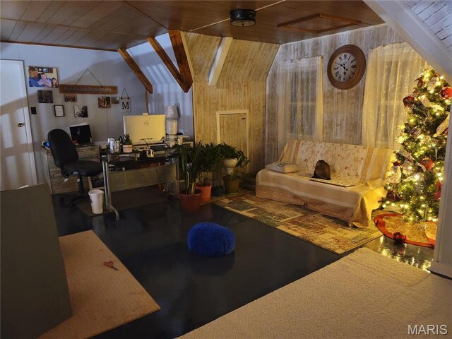 18480 State Route O, Rolla, MO 65401 - common area with vaulted ceiling, wooden ceiling, and wood walls