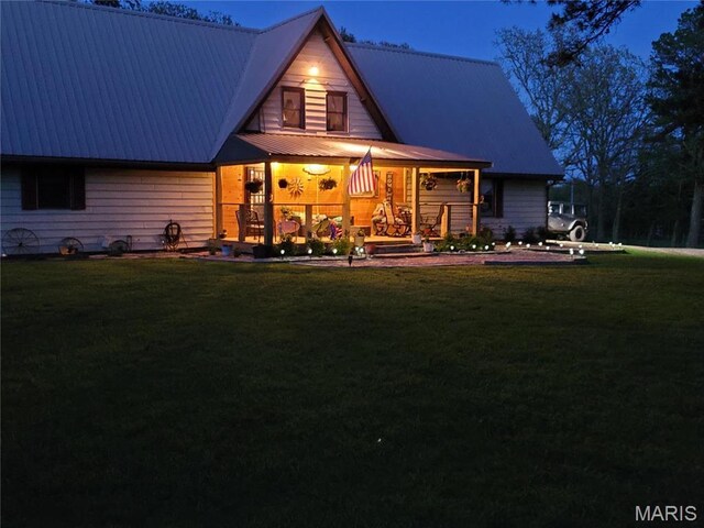 18480 State Route O, Rolla, MO 65401 - back of house with a porch, a lawn, and metal roof