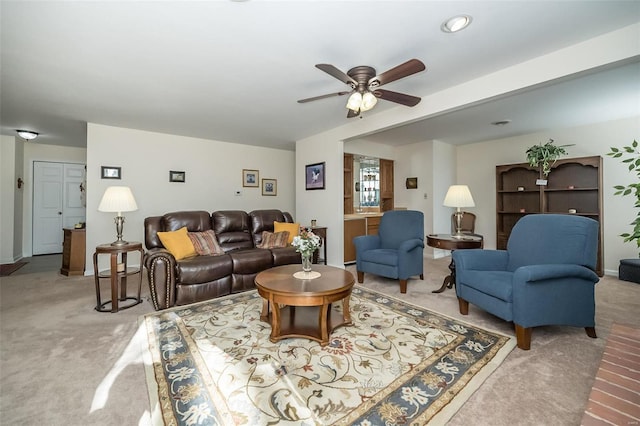1611 Walpole Dr Unit C, Chesterfield, MO 63017 - living area featuring light colored carpet and ceiling fan