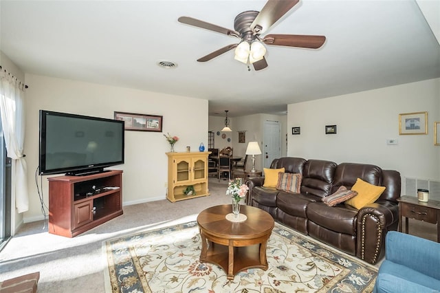 1611 Walpole Dr Unit C, Chesterfield, MO 63017 - carpeted living room with a ceiling fan and baseboards