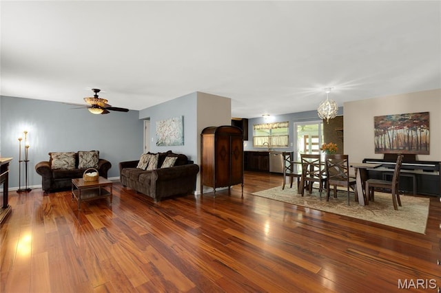 944 Millwood Dr, Saint Peters, MO 63376 - living area with wood finished floors and a ceiling fan