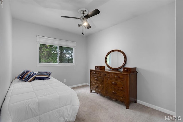 944 Millwood Dr, Saint Peters, MO 63376 - bedroom featuring light carpet, baseboards, and ceiling fan