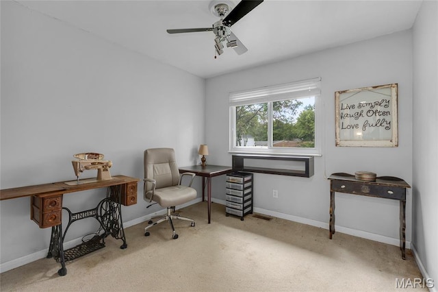 944 Millwood Dr, Saint Peters, MO 63376 - sitting room with carpet floors, ceiling fan, and baseboards
