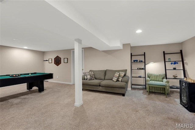 944 Millwood Dr, Saint Peters, MO 63376 - playroom featuring carpet floors, baseboards, pool table, and recessed lighting