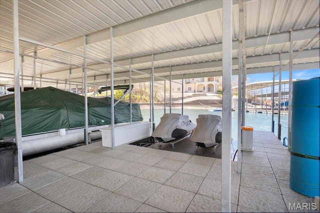 dock featuring boat lift