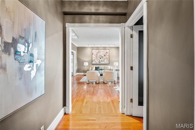 625 S Skinker Blvd Unit 602, Saint Louis, MO 63105 - corridor featuring wood finished floors and track lighting