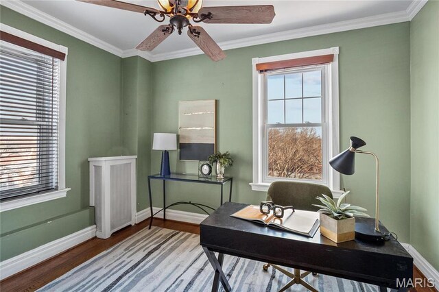 625 S Skinker Blvd Unit 602, Saint Louis, MO 63105 - office space with plenty of natural light, wood finished floors, crown molding, and ceiling fan