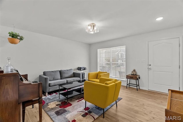 757 Fox Creek Dr, Fenton, MO 63026 - living room with light wood-type flooring, baseboards, and recessed lighting