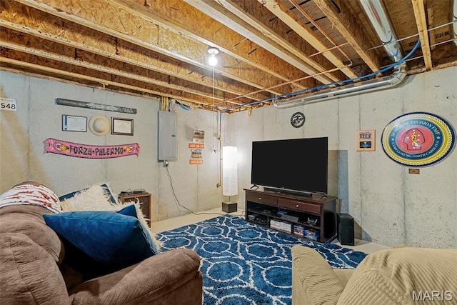 757 Fox Creek Dr, Fenton, MO 63026 - living area featuring electric panel and concrete floors