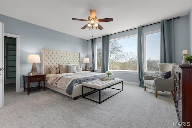 206 Willow Park Ct, Wentzville, MO 63385 - bedroom with light carpet, baseboards, and ceiling fan
