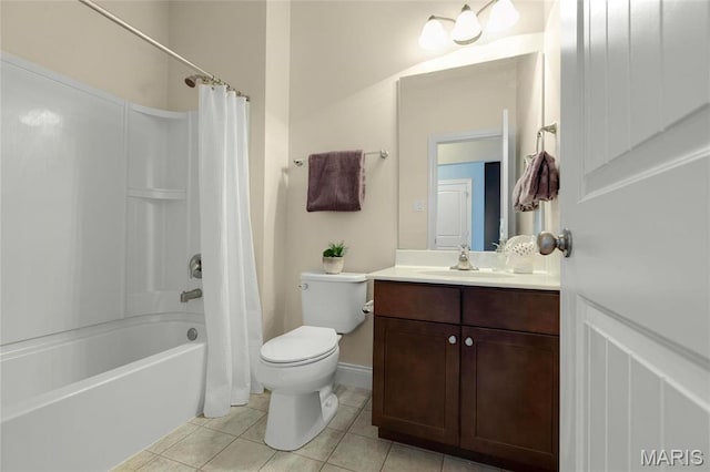 206 Willow Park Ct, Wentzville, MO 63385 - full bathroom with tile patterned flooring, toilet, vanity, and shower / bath combo with shower curtain