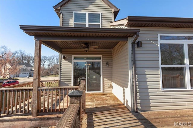 206 Willow Park Ct, Wentzville, MO 63385 - property entrance featuring a ceiling fan and a deck