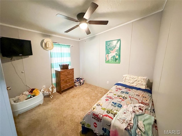405 County Road 5015, Salem, MO 65560 - carpeted bedroom with a ceiling fan and ornamental molding