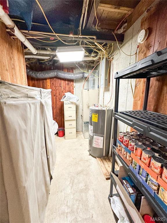 405 County Road 5015, Salem, MO 65560 - unfinished basement featuring water heater and wooden walls