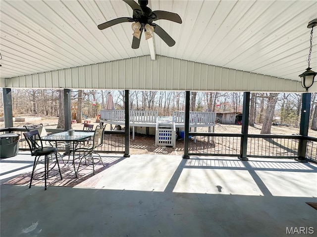 405 County Road 5015, Salem, MO 65560 - view of patio / terrace featuring a ceiling fan, a wooden deck, and outdoor dining area